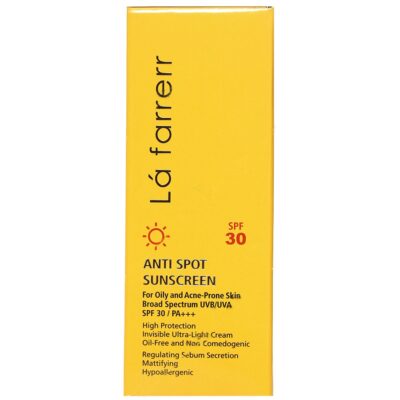 ضد آفتاب پوست چرب - کرم ضد آفتاب و ضدلک بی رنگ پوست چرب و مستعد آکنه SPF30