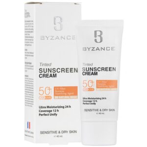- کرم ضد آفتاب رنگی SPF50 پوست خشک (بژ طبیعی (20))